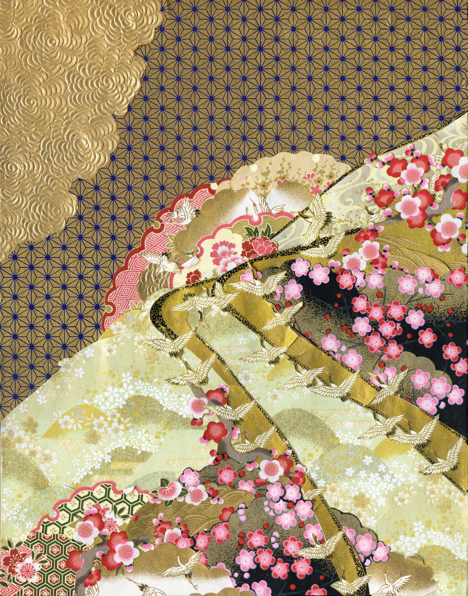 The Way Through, hand-cut Chiyogami paper collage by Reut Akerman